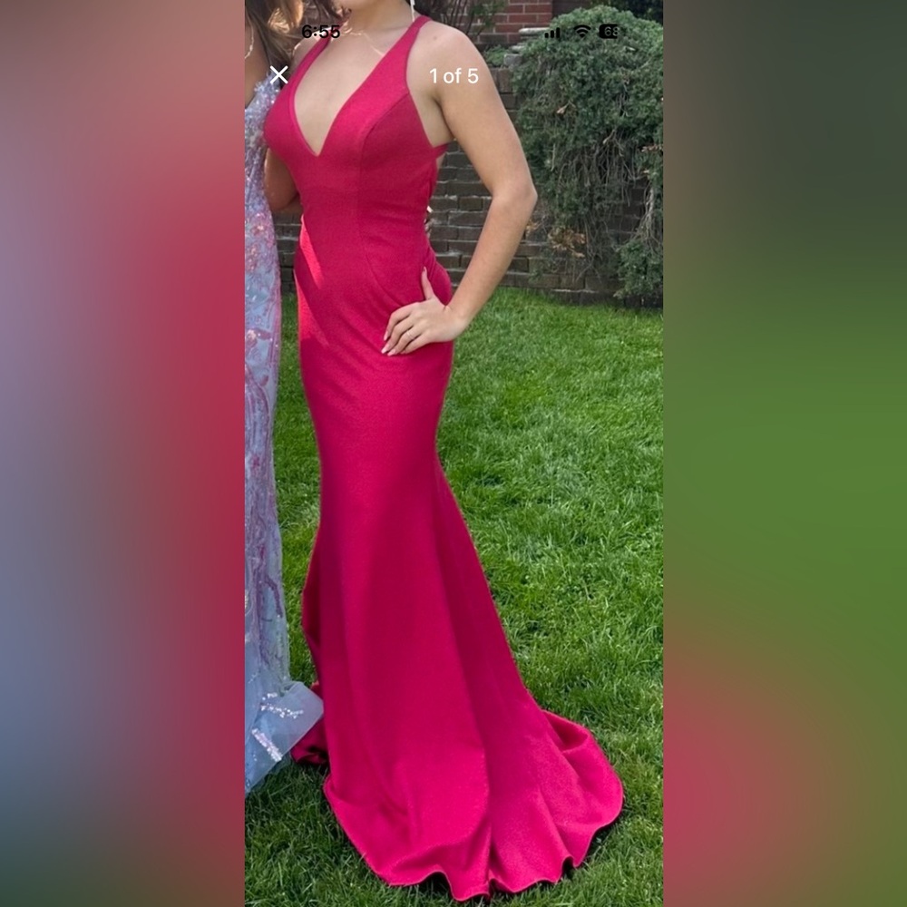 Jovani Fuchsia Maxi Dress